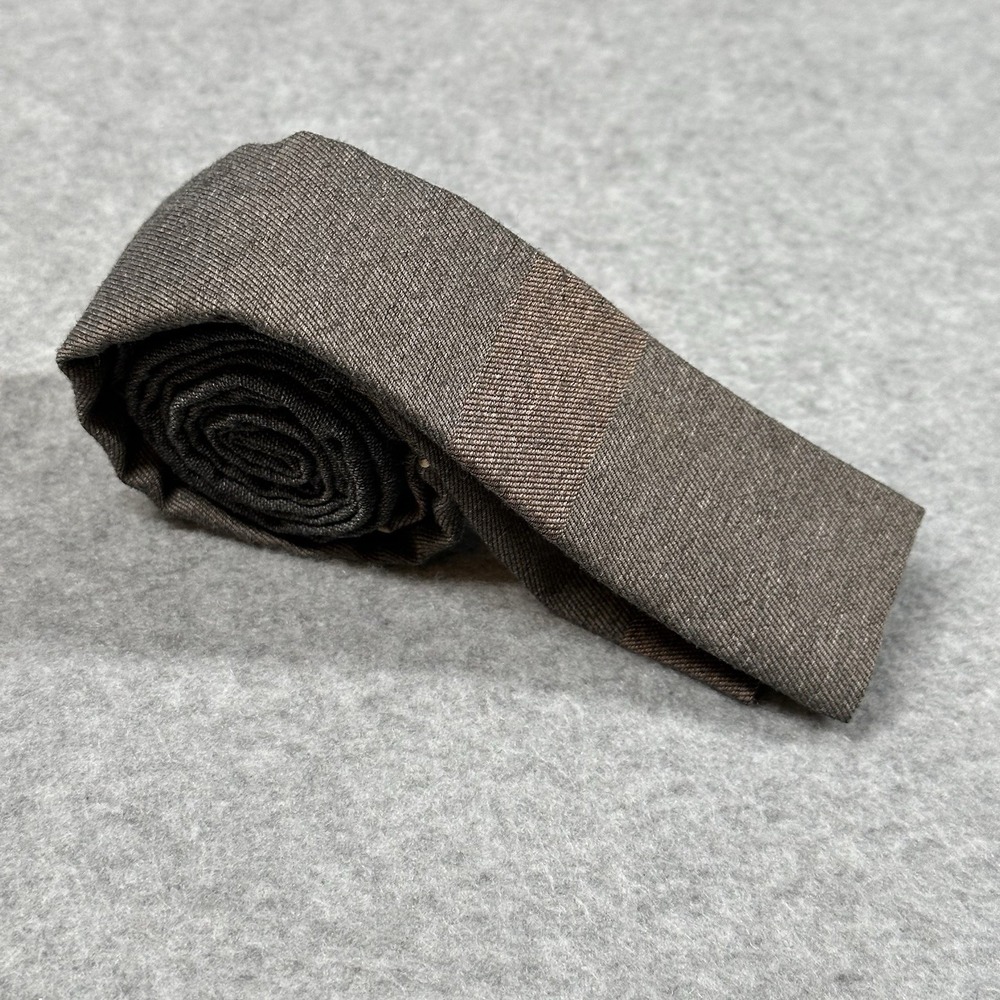 Vintage Sergio Valente Skinny Neck Tie Brown Colorblock 80s USA 53x1.75"